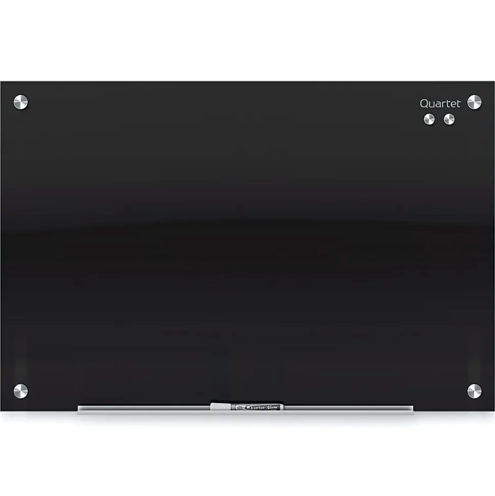 Quartet Infinity® Tempered Glass Unframed Non-Magnetic Dry-Erase Whiteboard Magnetic Glass Marker Unframed Whiteboard, 36" x 48", Black