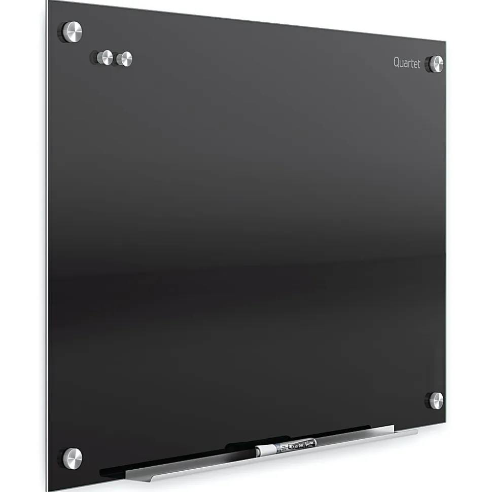 Quartet Infinity® Tempered Glass Unframed Non-Magnetic Dry-Erase Whiteboard Magnetic Glass Marker Unframed Whiteboard, 36" x 48", Black