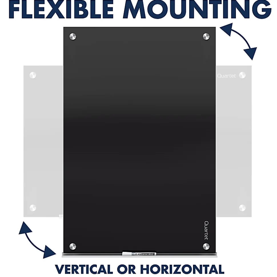 Quartet Infinity® Tempered Glass Unframed Non-Magnetic Dry-Erase Whiteboard Magnetic Glass Marker Unframed Whiteboard, 36" x 48", Black
