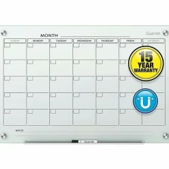 Quartet® Infinity™ Unframed Magnetic Glass Calendar Whiteboard, 18
