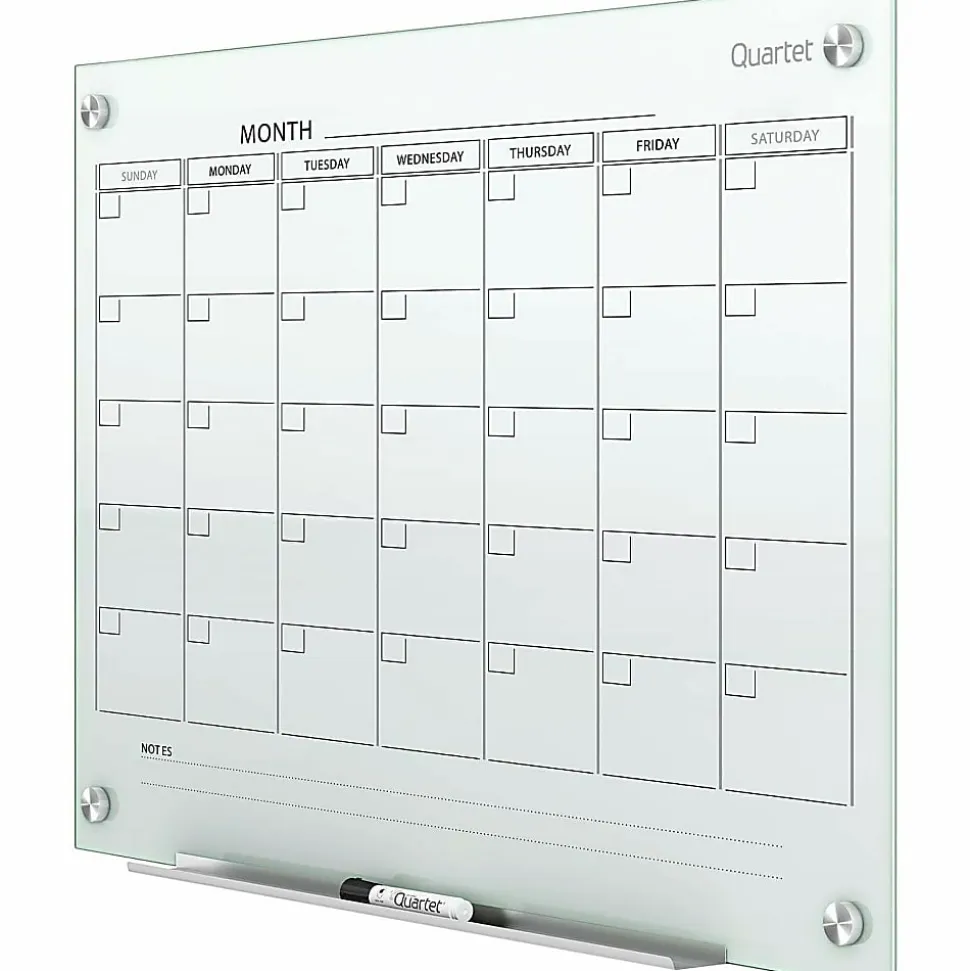 Quartet® Infinity™ Unframed Magnetic Glass Calendar Whiteboard, 18" x 24", White