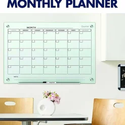 Quartet® Infinity™ Unframed Magnetic Glass Calendar Whiteboard, 18