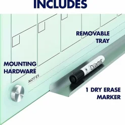 Quartet® Infinity™ Unframed Magnetic Glass Calendar Whiteboard, 18