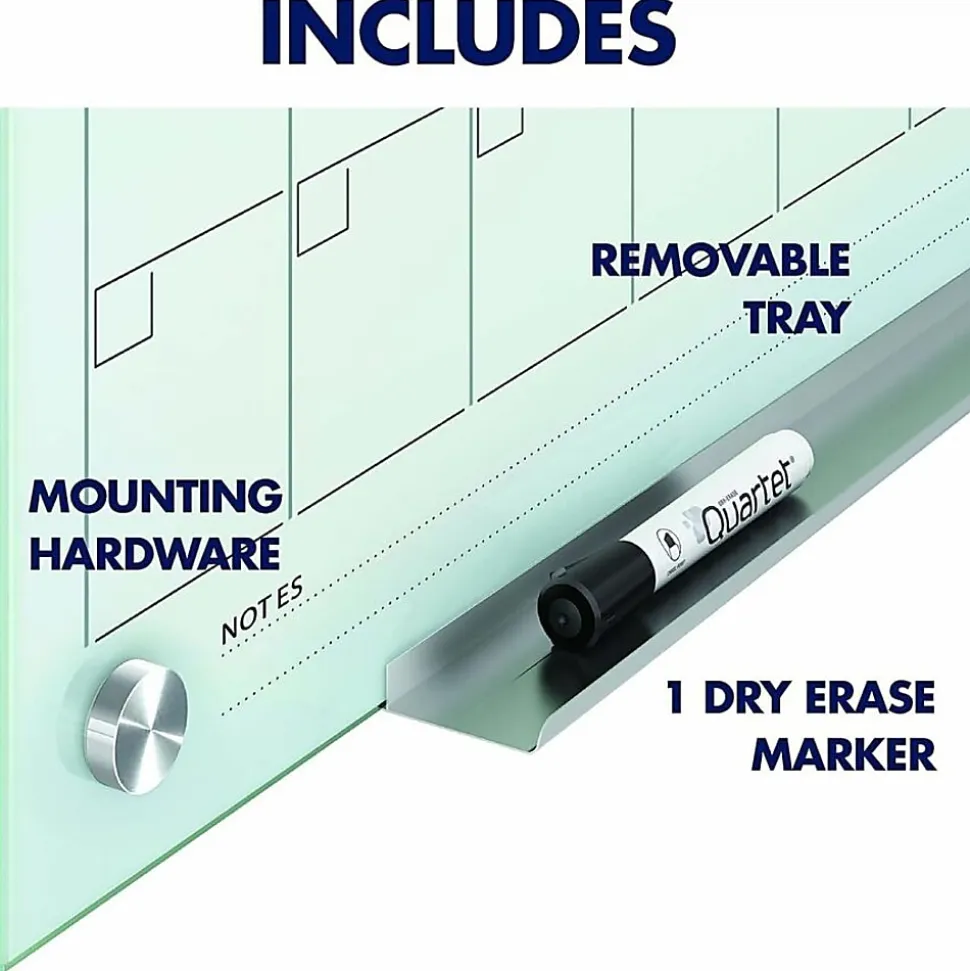 Quartet® Infinity™ Unframed Magnetic Glass Calendar Whiteboard, 18" x 24", White