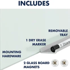 Quartet® InvisaMount™ Magnetic Glass Unframed Dry-Erase Whiteboard, 74" x 42", White