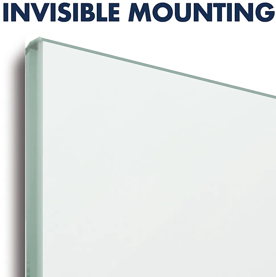 Quartet® InvisaMount™ Magnetic Glass Unframed Dry-Erase Whiteboard, 74" x 42", White