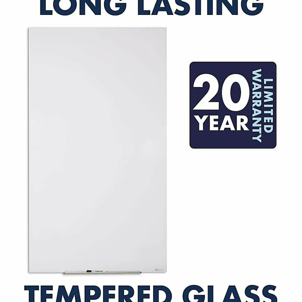 Quartet InvisaMount Vertical Glass Dry-Erase Board - 28x50 - 50" (4.2 ft)x 28" (2.3 ft) - White Glass Surface - Rectangle - Vertical - Magnetic