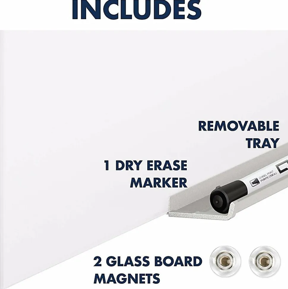 Quartet InvisaMount Vertical Glass Dry-Erase Board - 28x50 - 50" (4.2 ft)x 28" (2.3 ft) - White Glass Surface - Rectangle - Vertical - Magnetic