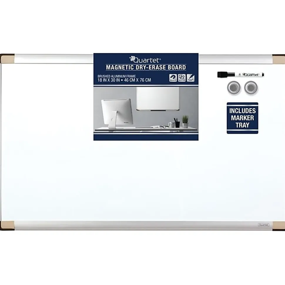 Quartet® Magentic Dry-Erase Whiteboard, 18" x 30", Metal Frame With Silver Finish