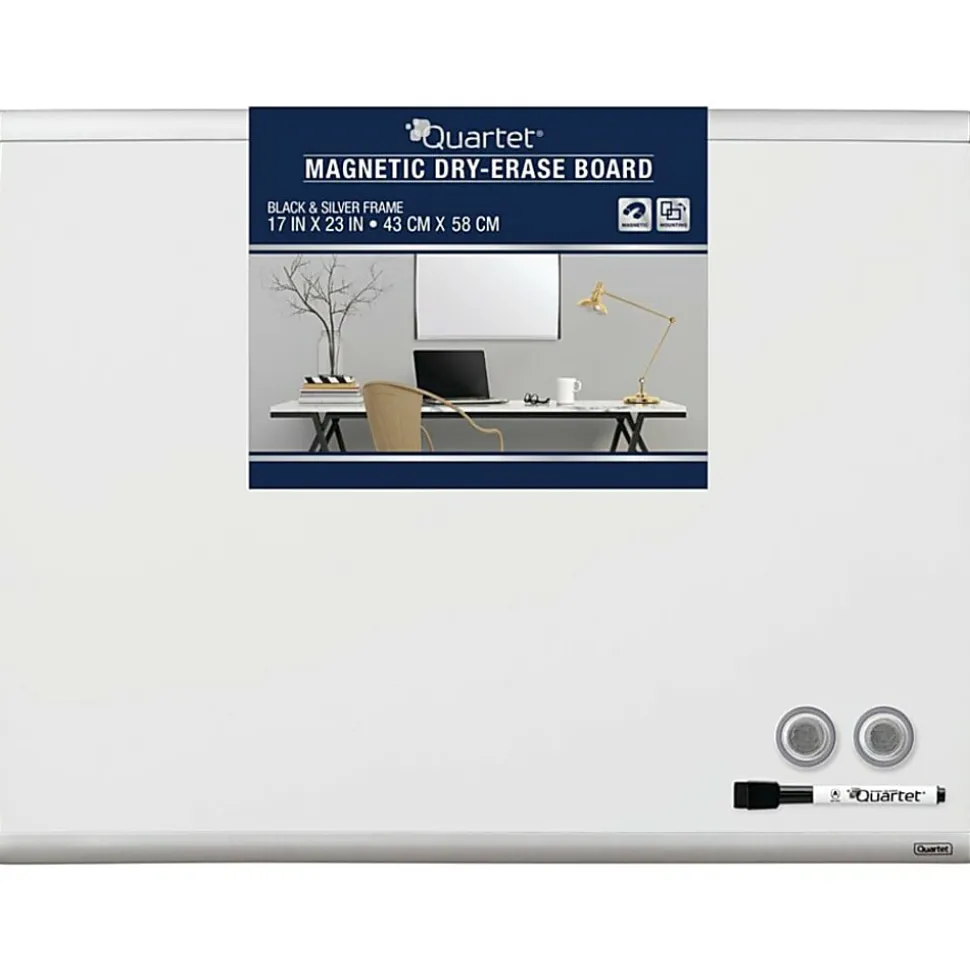 Quartet® Magnetic Dry-Erase Whiteboard, 17" x 23", Steel Frame With Black/Silver Finish