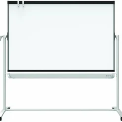 Quartet Magnetic Mobile Presentation Easel - 48" (4 ft)x 36" (3 ft) - White Painted Steel Surface - Graphite Frame - Magnetic - Assembly Required
