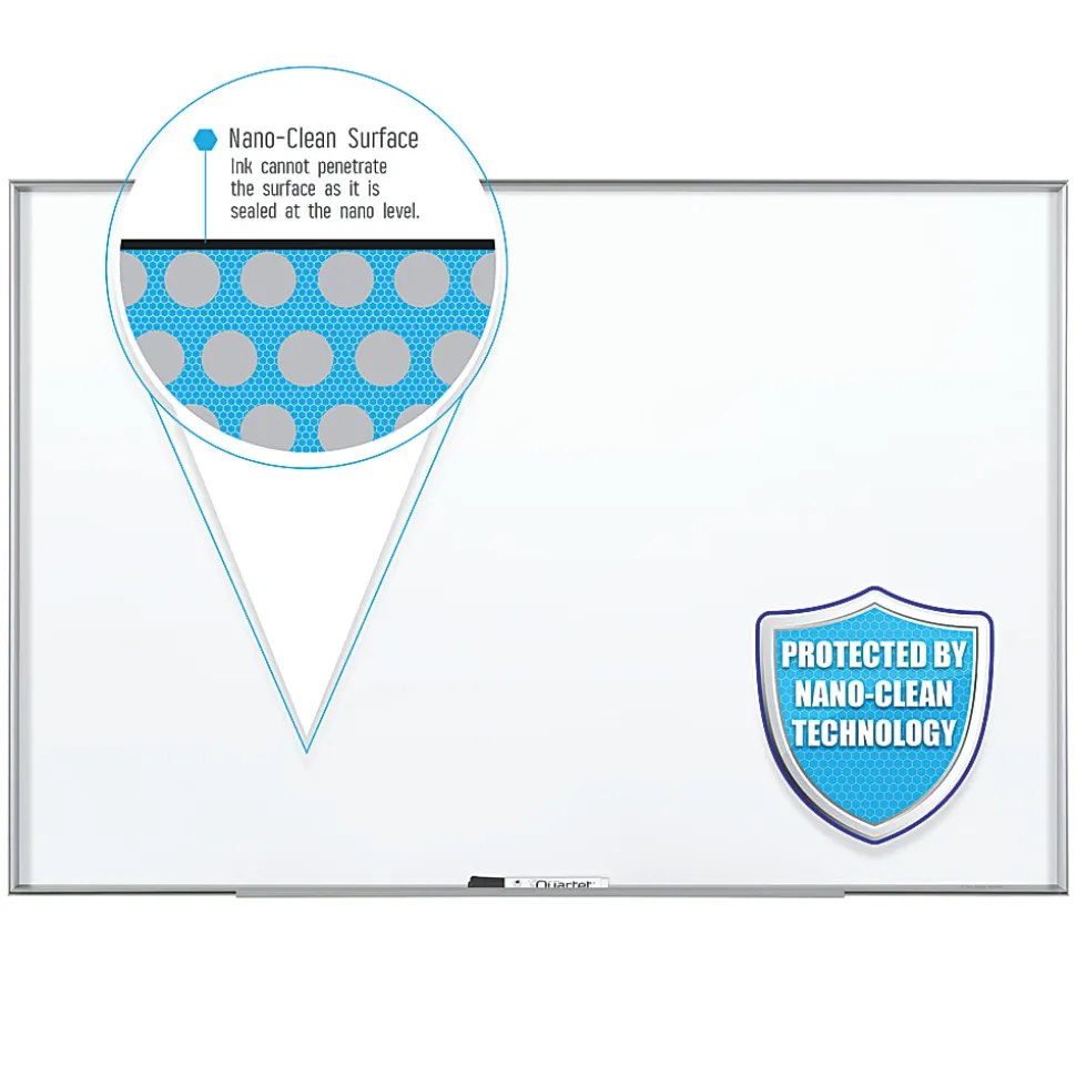 Quartet® Nano Magnetic Dry-Erase Whiteboard, 36" x 48", Aluminum Frame With Silver Finish