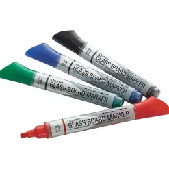 Quartet® Premium Glass Board Dry-Erase Markers, Bullet Tip, Assorted Colors, 4 Pack - Bullet Marker Point Style - Black, Blue, Red, Green - 4 / Pack
