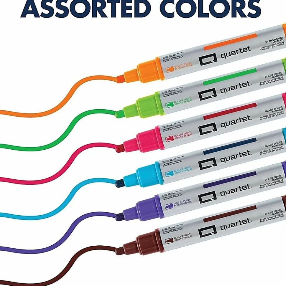 Quartet Premium Glass Board Dry-erase Markers - Pink, Blue, Green, Orange, Purple, Brown Ink - Liquid - 6 / Pack