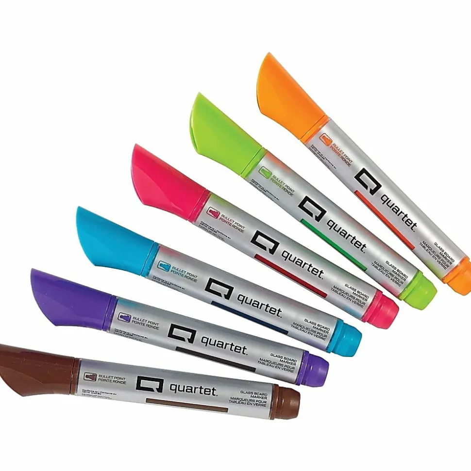 Quartet Premium Glass Board Dry-erase Markers - Pink, Blue, Green, Orange, Purple, Brown Ink - Liquid - 6 / Pack