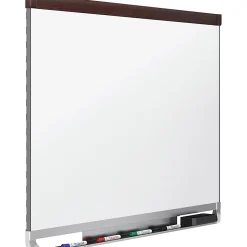 Quartet® Prestige™ 2 DuraMax® Porcelain Magnetic Dry-Erase Whiteboard, 48" x 36", Wood Frame With Mahogany Finish