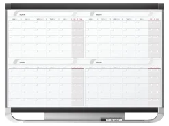 Quartet® Prestige® 2 Magnetic Four Month Calendar Board, 4' x 3', Total Erase® Surface - Monthly - 4 Month - 4MCP43P2