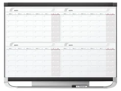 Quartet® Prestige™ 2 Magnetic 4 Month Calendar Dry-Erase Whiteboard, 36" x 24", Aluminum Frame With Graphite Finish