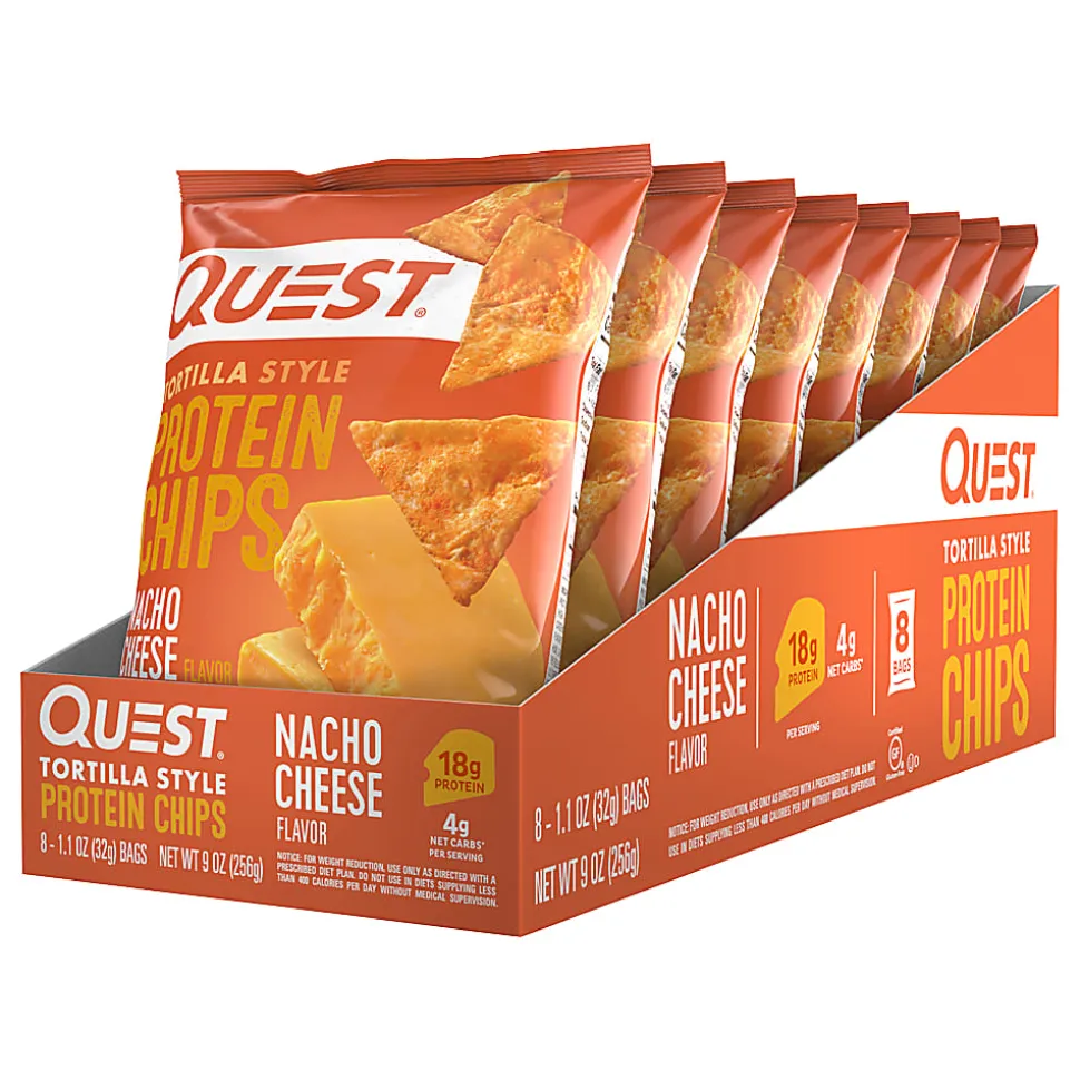 Quest Nacho Protein Tortilla Chips, 1.1 Oz, Pack Of 8 Bags