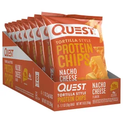Quest Nacho Protein Tortilla Chips, 1.1 Oz, Pack Of 8 Bags