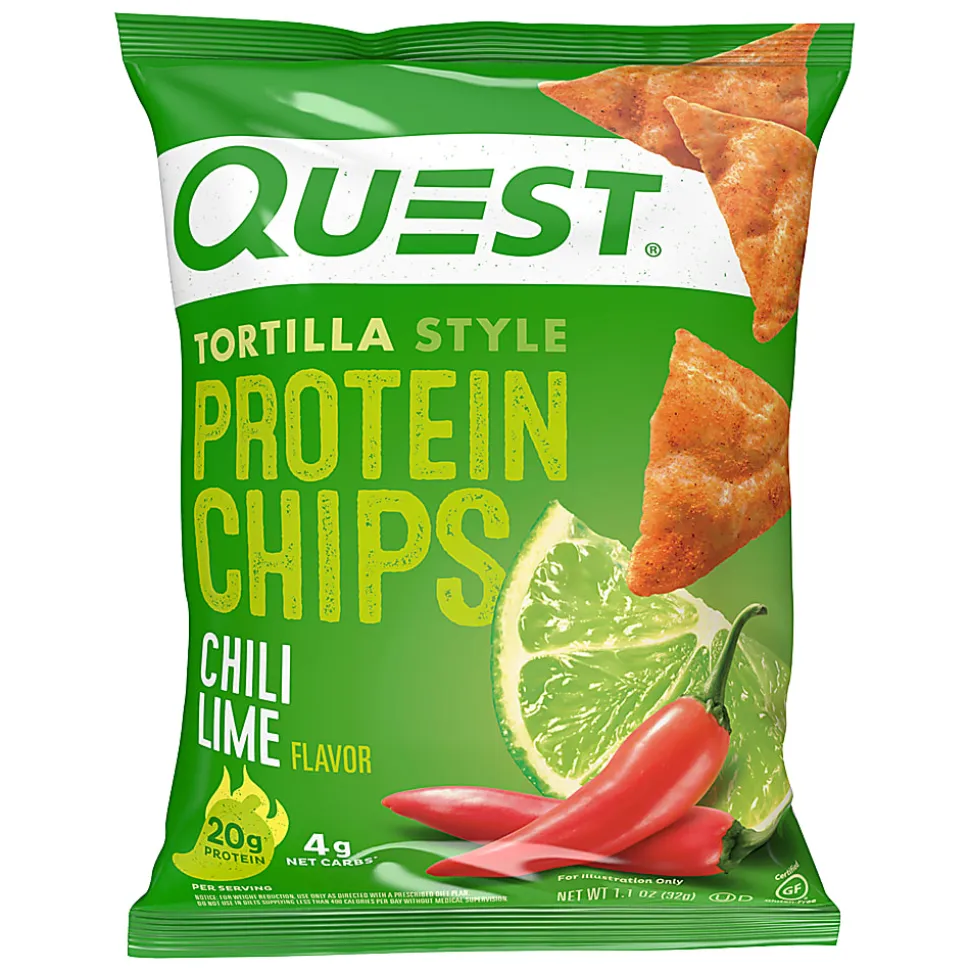Quest Protein Chips, Chili Lime, 1.1 Oz, Pack Of 8 Bags