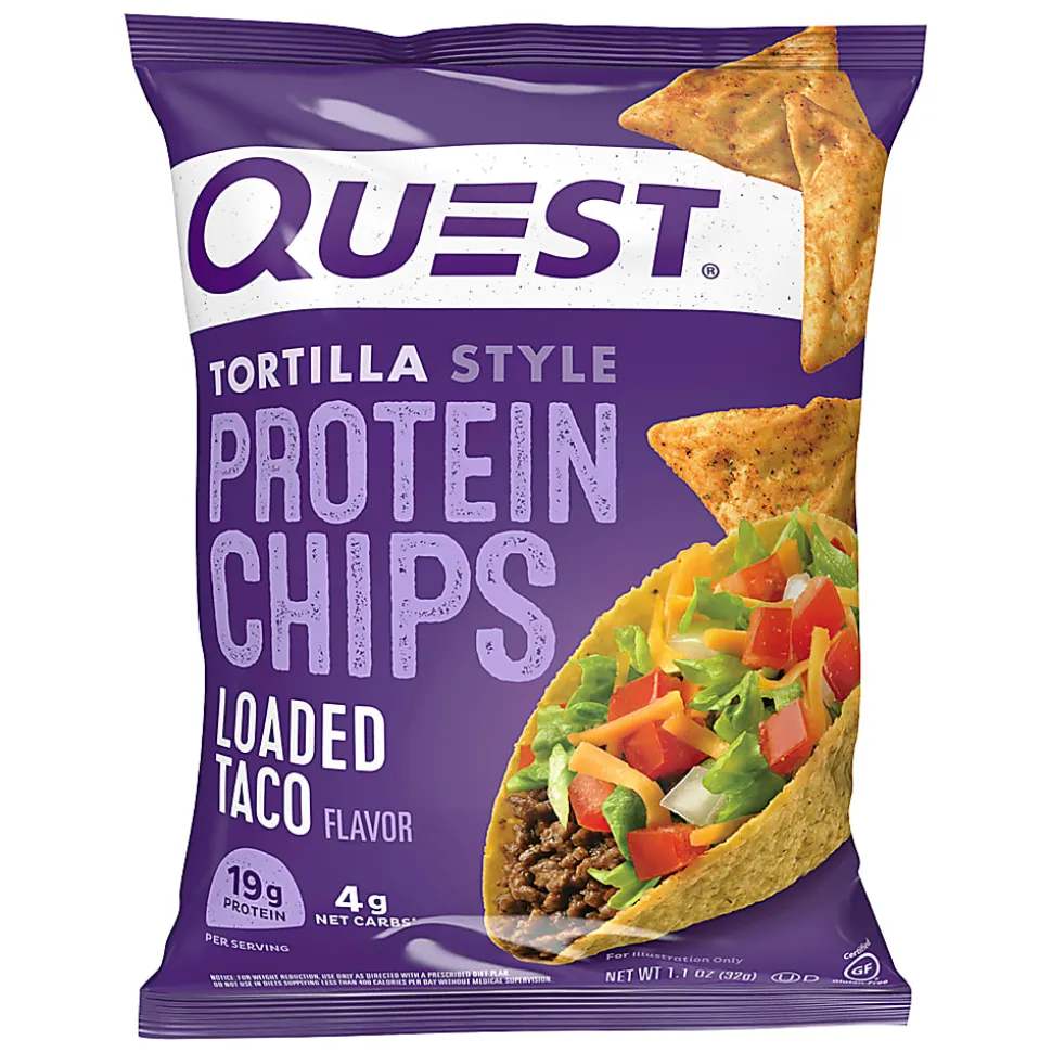 Quest Protein Chips, Loaded Taco, 1.1 Oz, Pack Of 8 Bags