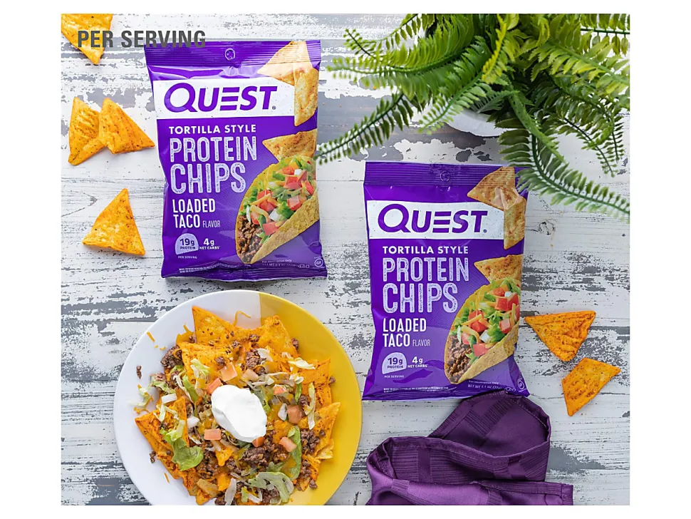 Quest Protein Chips, Loaded Taco, 1.1 Oz, Pack Of 8 Bags