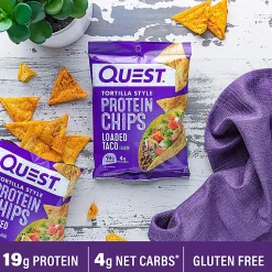 Quest Protein Chips, Loaded Taco, 1.1 Oz, Pack Of 8 Bags