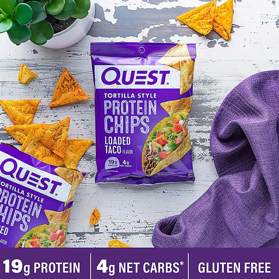 Quest Protein Chips, Loaded Taco, 1.1 Oz, Pack Of 8 Bags