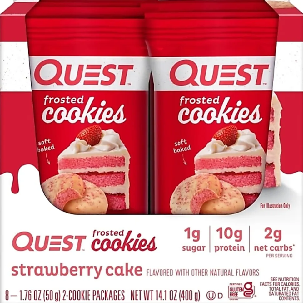 Quest Strawberry Cake Frosted Cookies, 1.76 Oz, Total Qty 8