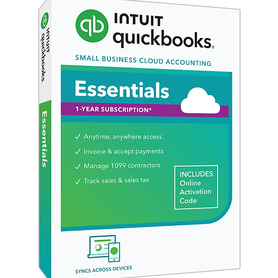 QuickBooks® Online Essentials, 2024, For 3 Users, 1-Year Subscription, Windows® 10/Mac OS Big Sur 11, Disc/Product Key