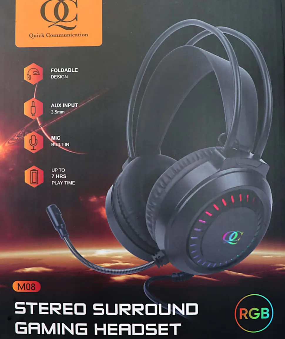 Quick Communication Corp. Stereo Surround Gaming Headset, Black, 178491