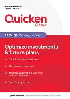 Quicken® Classic Premier, 1-Year Subscription, Windows®/Mac, Product Key