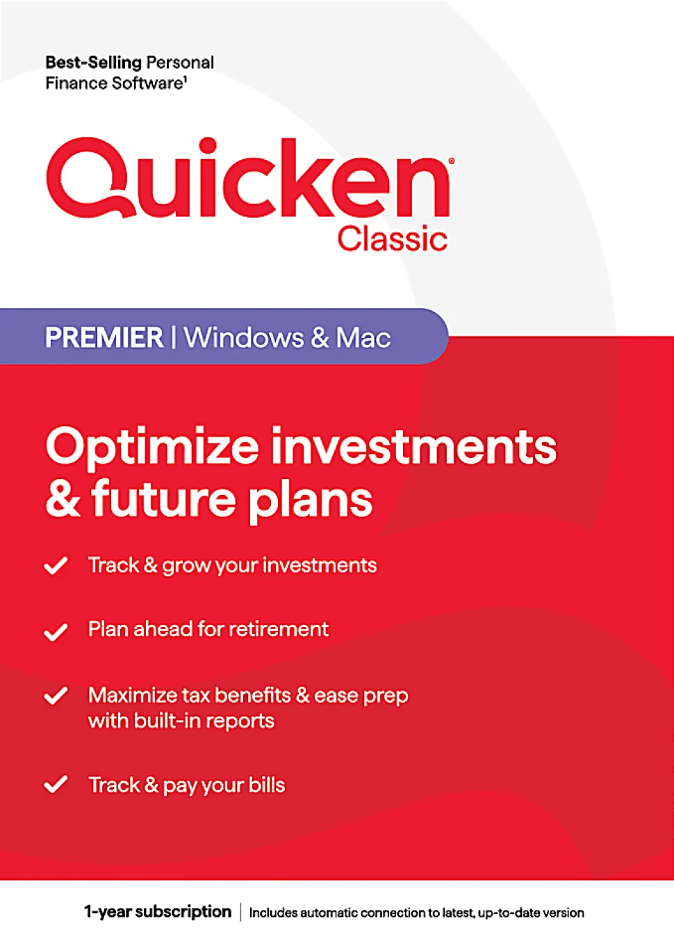 Quicken® Classic Premier, 1-Year Subscription, Windows®/Mac, Product Key