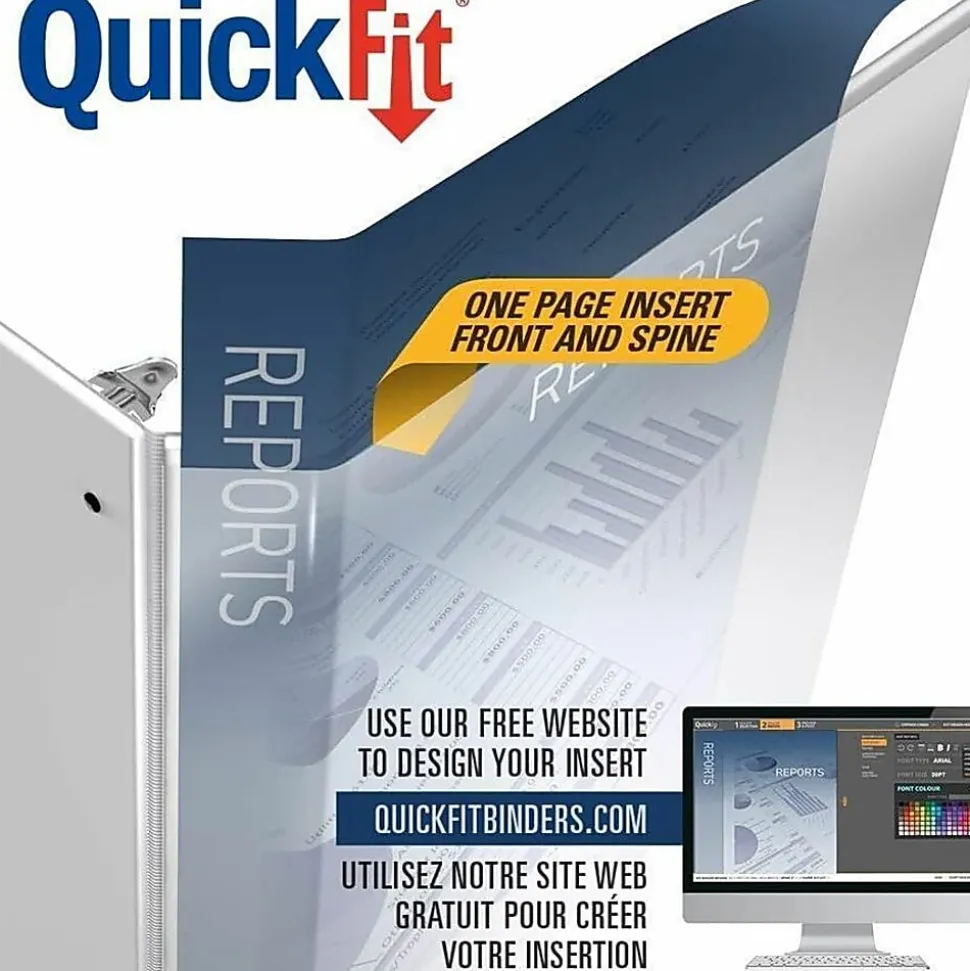 QuickFit® Legal Landscape Overlay 3-Ring Binder, 2" Round Rings, 50% Recycled, Black