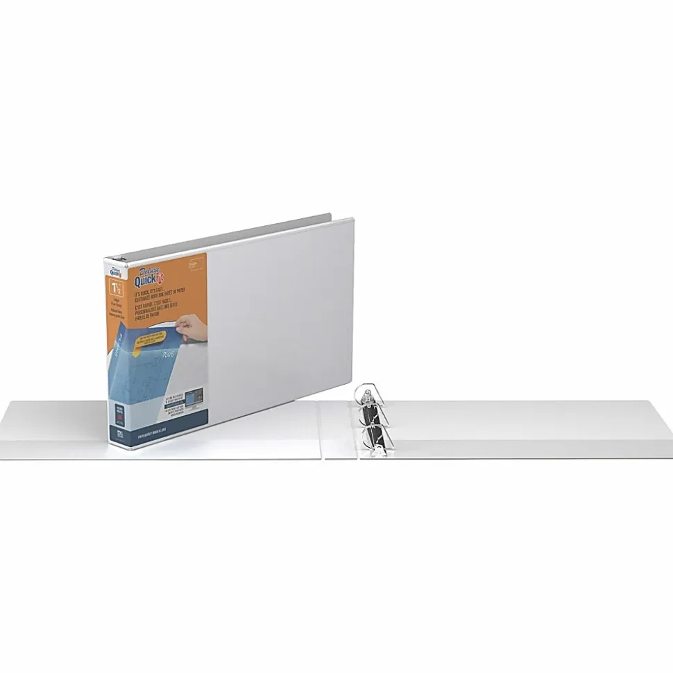 QuickFit® 3-Ring Binder, 1 1/2" Locking Angle D-Rings, Spreadsheet, White