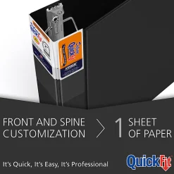 QuickFit® Space-Saving Commercial 3-Ring Binder, 5" D-Rings, 50% Recycled, Black