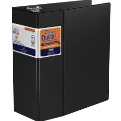 QuickFit® Space-Saving Commercial 3-Ring Binder, 5" D-Rings, 50% Recycled, Black