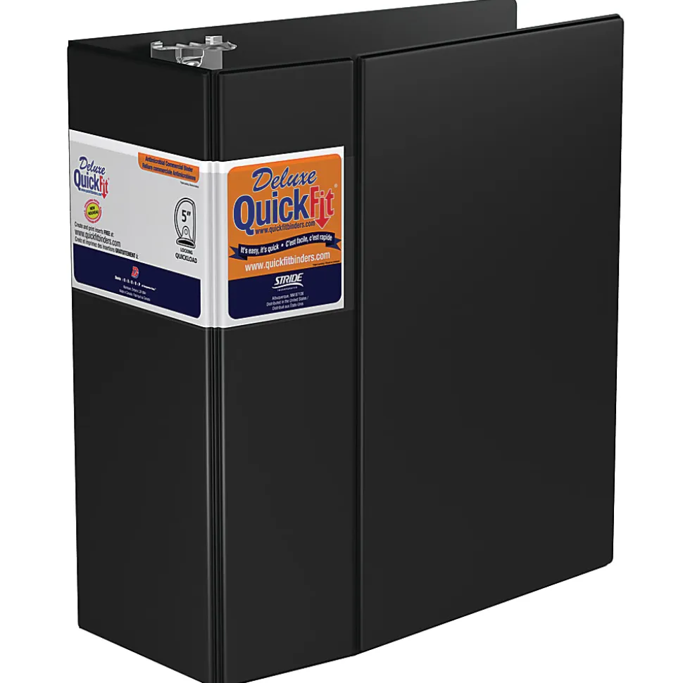 QuickFit® Space-Saving Commercial 3-Ring Binder, 5" D-Rings, 50% Recycled, Black