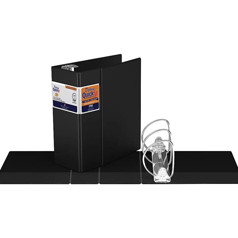 QuickFit® Space-Saving Commercial 3-Ring Binder, 5" D-Rings, 50% Recycled, Black