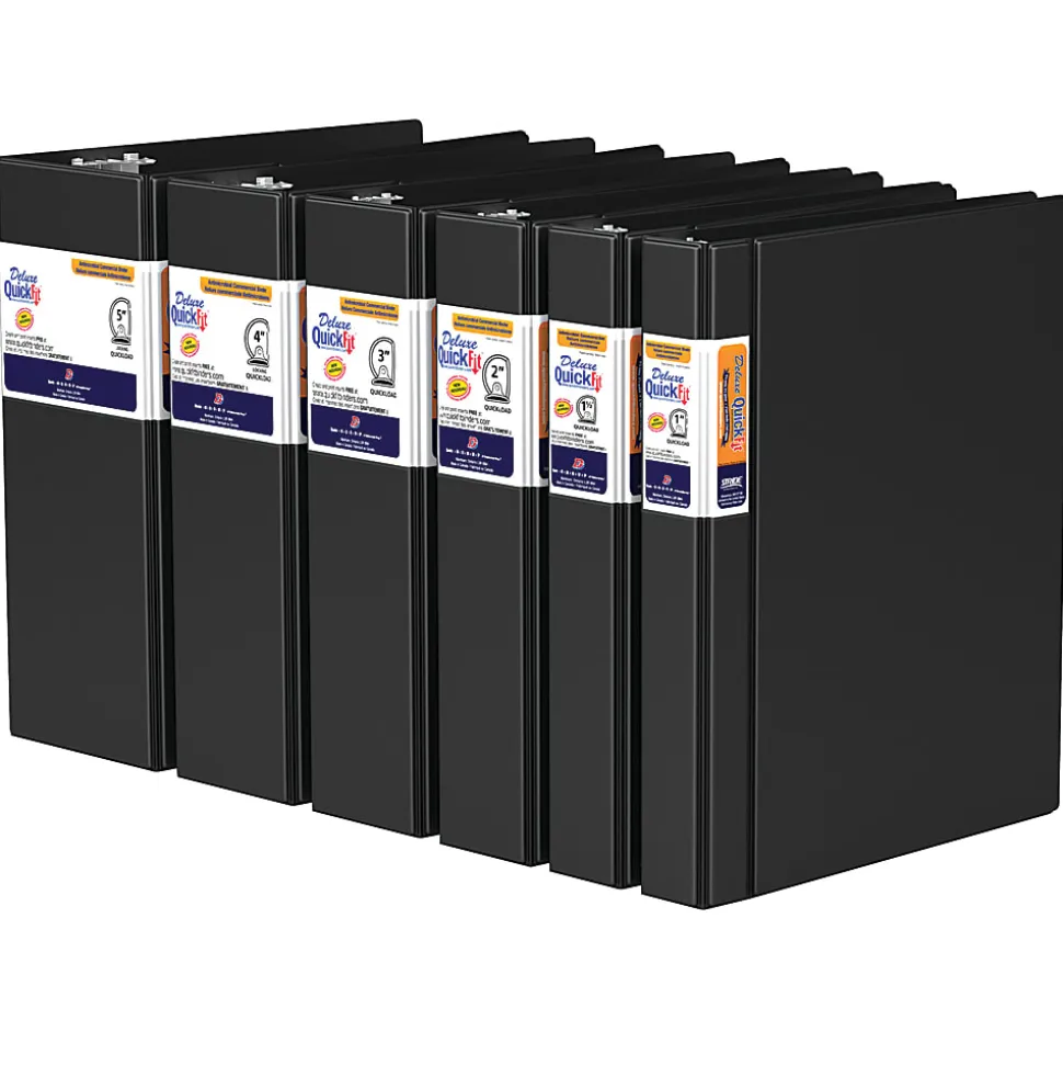 QuickFit® Space-Saving Commercial 3-Ring Binder, 5" D-Rings, 50% Recycled, Black