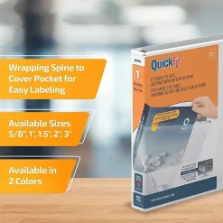 QuickFit® View 3-Ring Binder, 1" Round Rings, 50% Recycled, White
