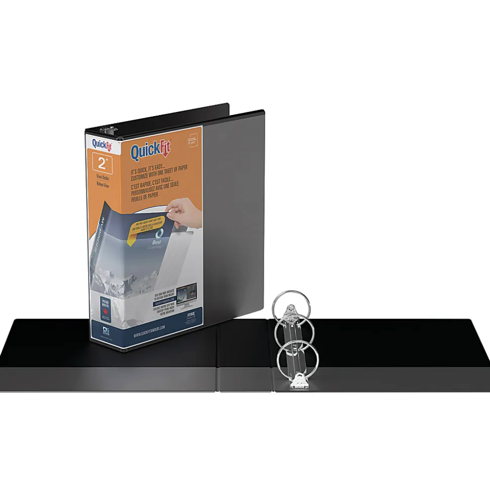 QuickFit® View 3-Ring Binder, 2" Round Rings, Black
