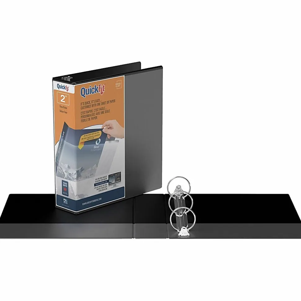 QuickFit® View 3-Ring Binder, 2" Round Rings, Black