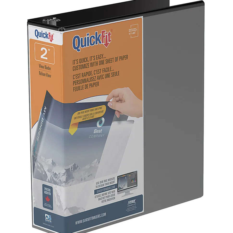 QuickFit® View 3-Ring Binder, 2" Round Rings, Black