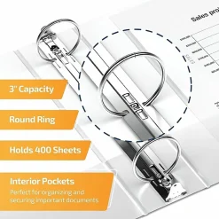 QuickFit® View 3-Ring Binder, 3" Round Rings, Black