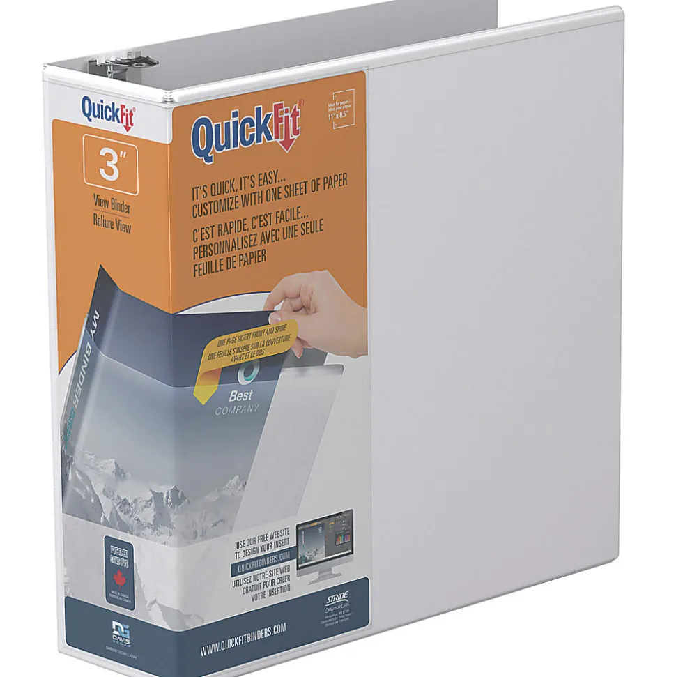 QuickFit® View 3-Ring Binder, 3" Round Rings, White
