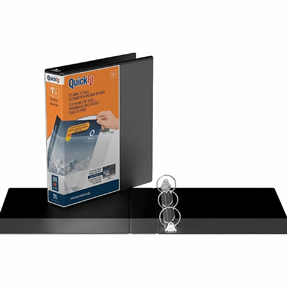 QuickFit® View 3-Ring Binder, 1 1/2" Round Rings, , Black