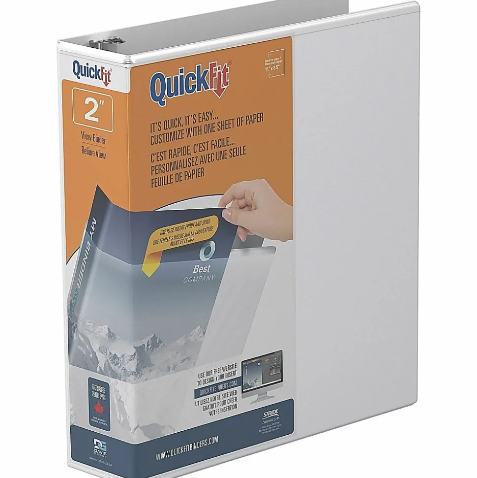 QuickFit® View 3-Ring Binder, 2" Round Rings, White