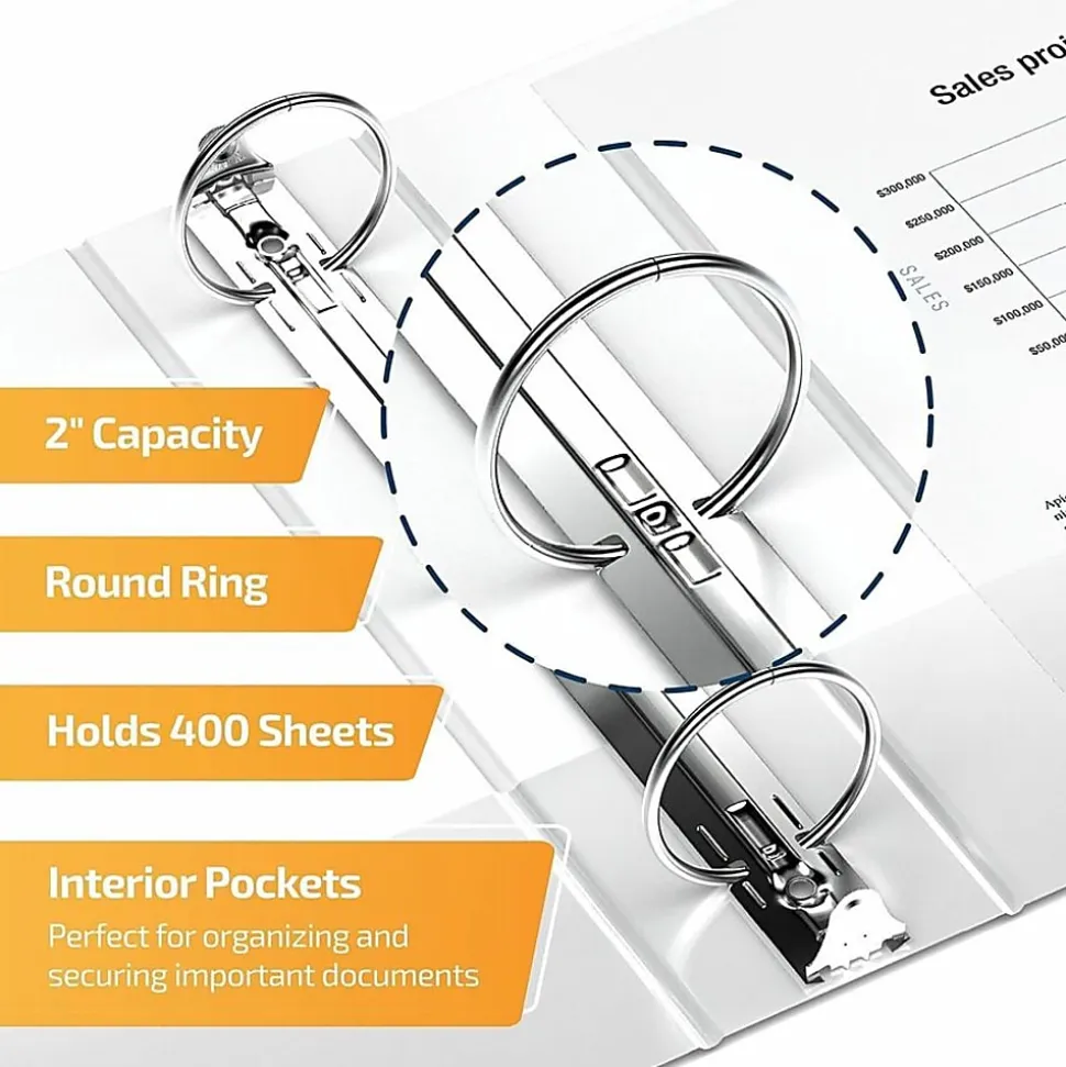 QuickFit® View 3-Ring Binder, 2" Round Rings, White
